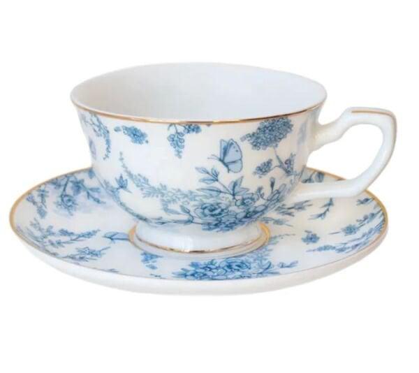 2A14BA0F-A6C3-5CB7-F683276A43930C54.jpeg TEACUP & SAUCER FRENCH TOILE - Görsel 1