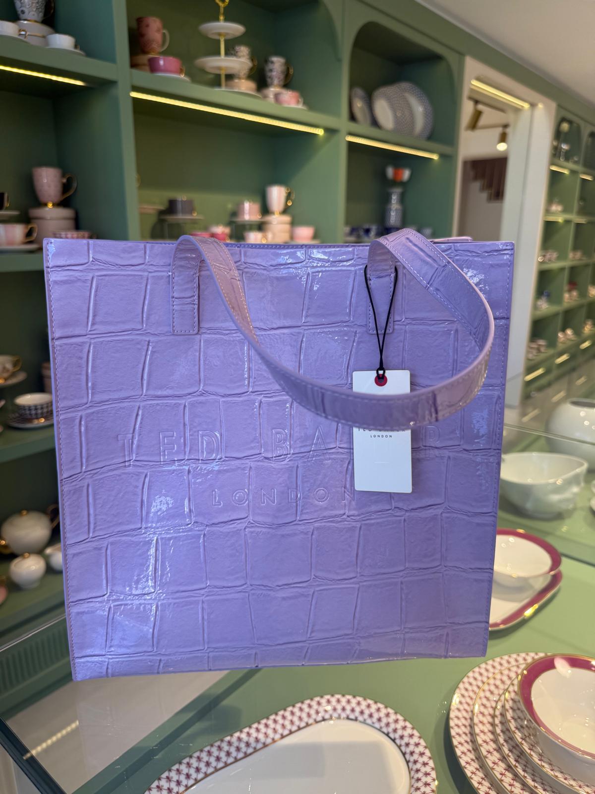 C357C253-B02D-0154-9DC52407C10AE1A8.jpg TED BAKER CROCODILE LİLA BÜYÜK ÇANTA - Görsel 1